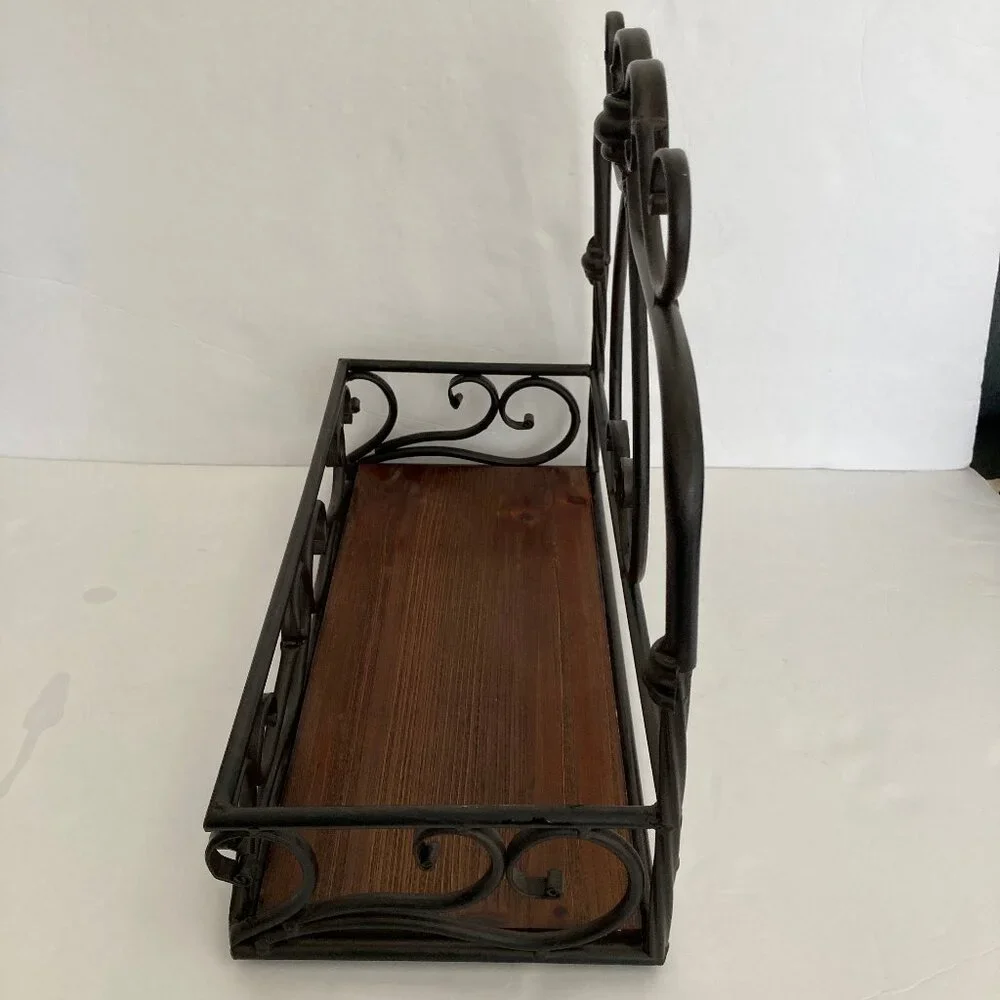 Vintage Wooden Iron Scroll Wall Shelf 12